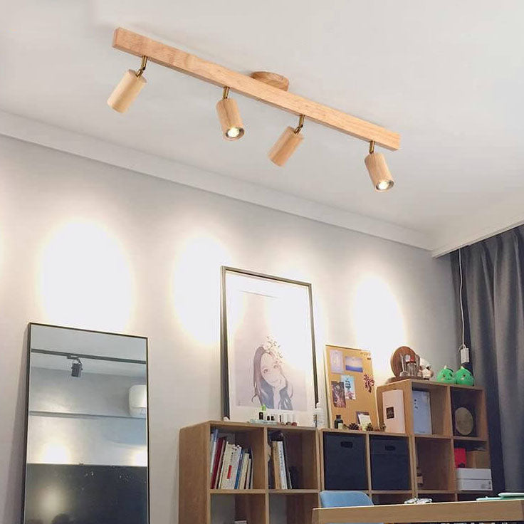 Wooden LED Track Lighting - Modern Semi-Flush Mount Ceiling Light - 2-Light - Image 4