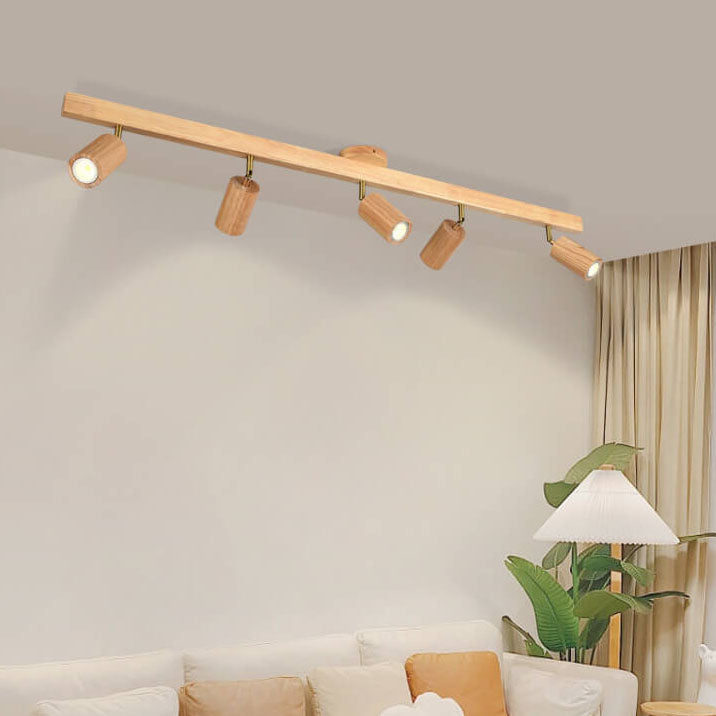 Wooden LED Track Lighting - Modern Semi-Flush Mount Ceiling Light - 2-Light - Image 5