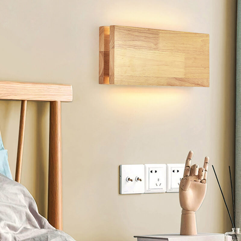 Wooden LED Wall Sconce - Modern Geometric Wall Light - Stylish Indoor Lighting - Image 2