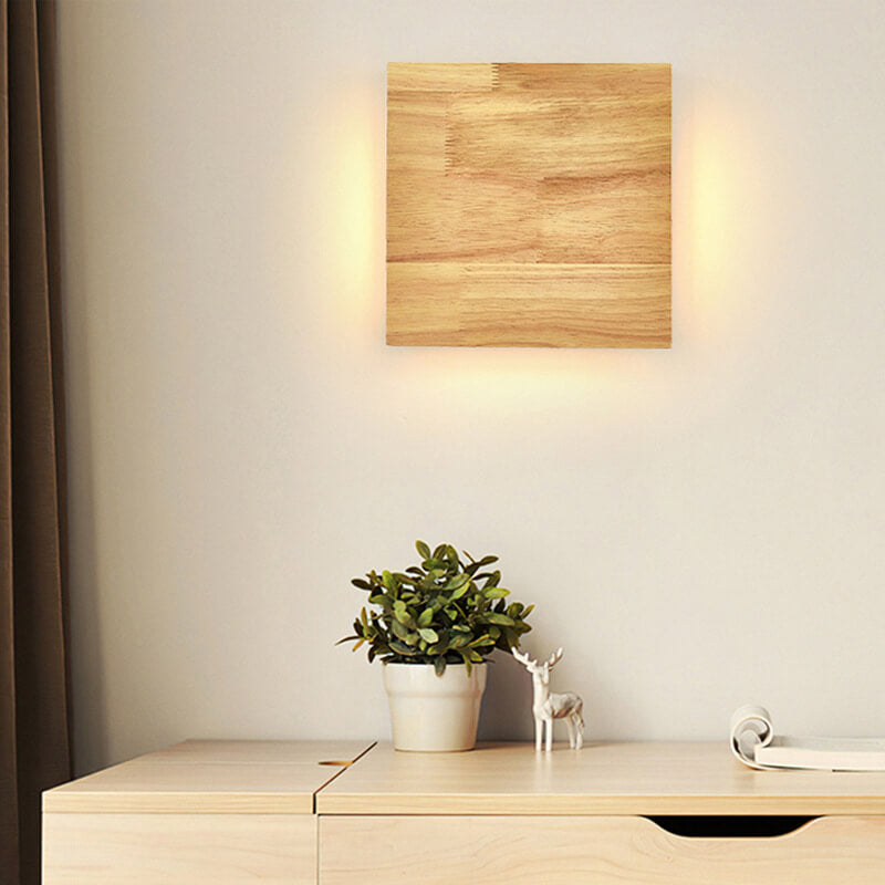 Wooden LED Wall Sconce - Modern Geometric Wall Light - Stylish Indoor Lighting - Image 3