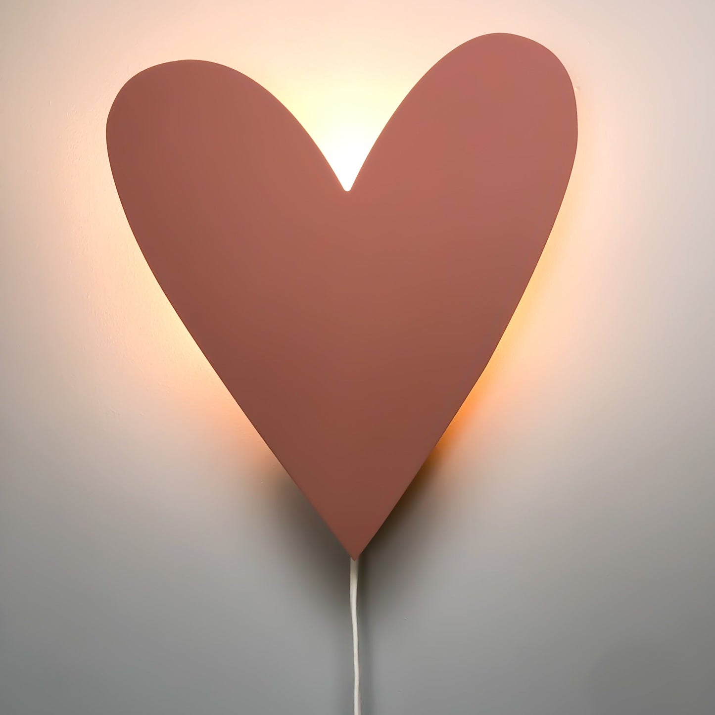 Wooden Nursery Wall Lamp | Heart Shaped - Terra Pink