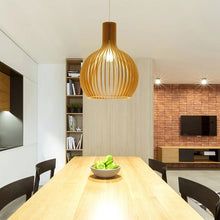 Wooden Pendant Light - Stylish Cage Shade - Japandi Style Lighting - Image 4