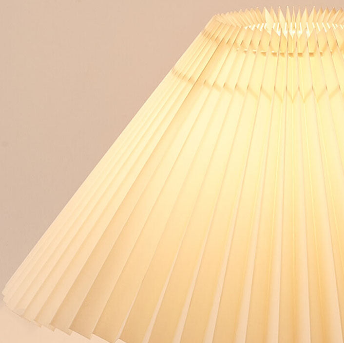 Wooden Table Lamp - Pleated Fabric Shade - Minimalist Bedside Lighting - Image 3