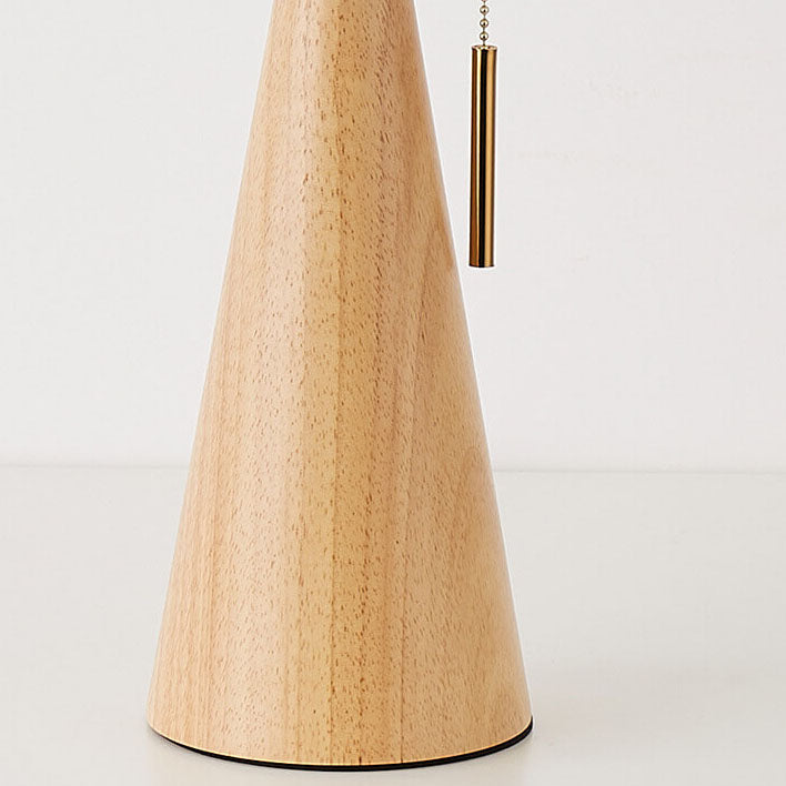 Wooden Table Lamp - Pleated Fabric Shade - Minimalist Bedside Lighting - Image 5