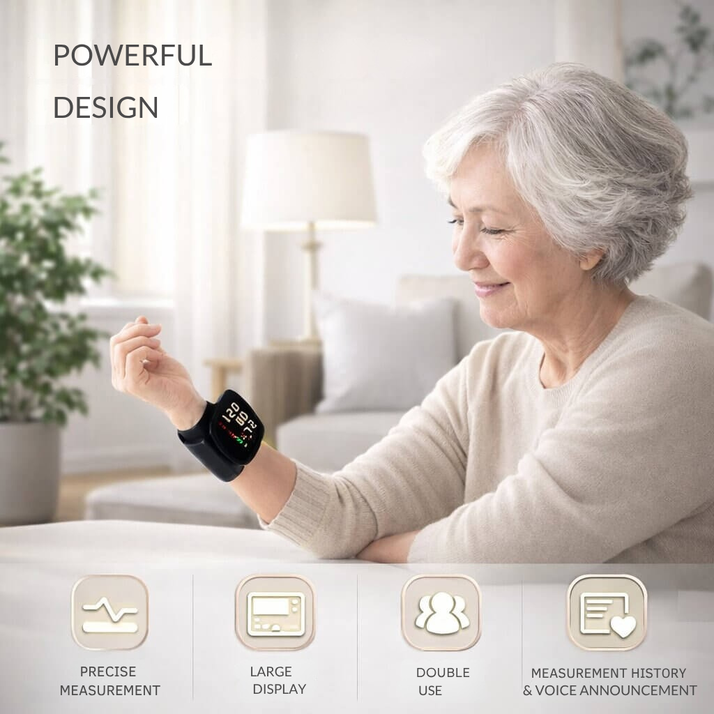 Wrist Blood Pressure Monitor | Touch Display with Voice Function | Rechargeable | Vitalensa