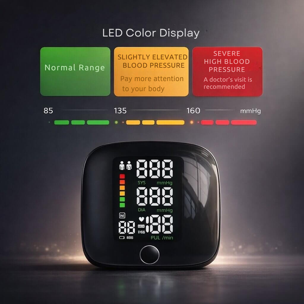 Wrist Blood Pressure Monitor | Touch Display with Voice Function | Rechargeable | Vitalensa